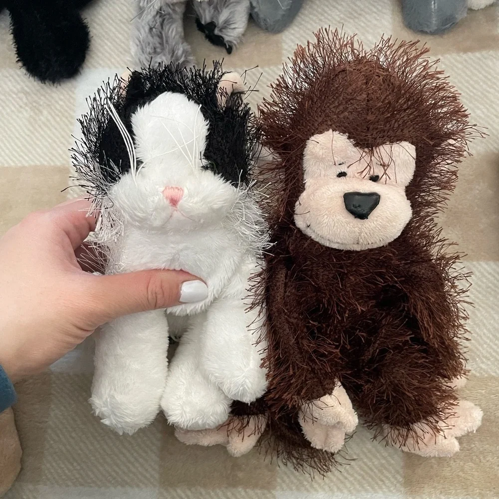 Lot of 11 Webkinz toys, Cats, Dogs, Racoon, and Monkey. Only the frog has a code